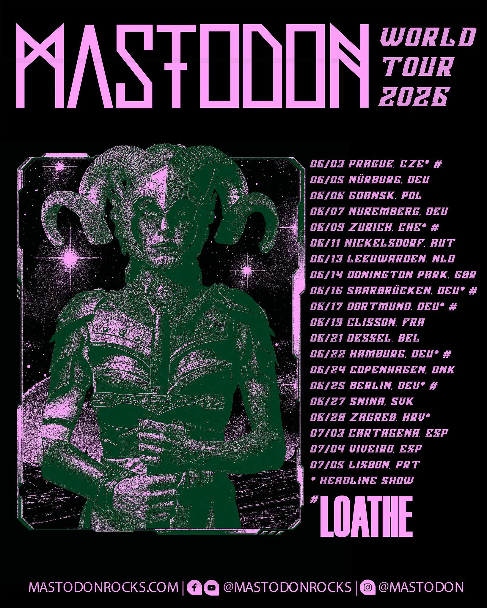 Mastodon 2026 live concert poster
